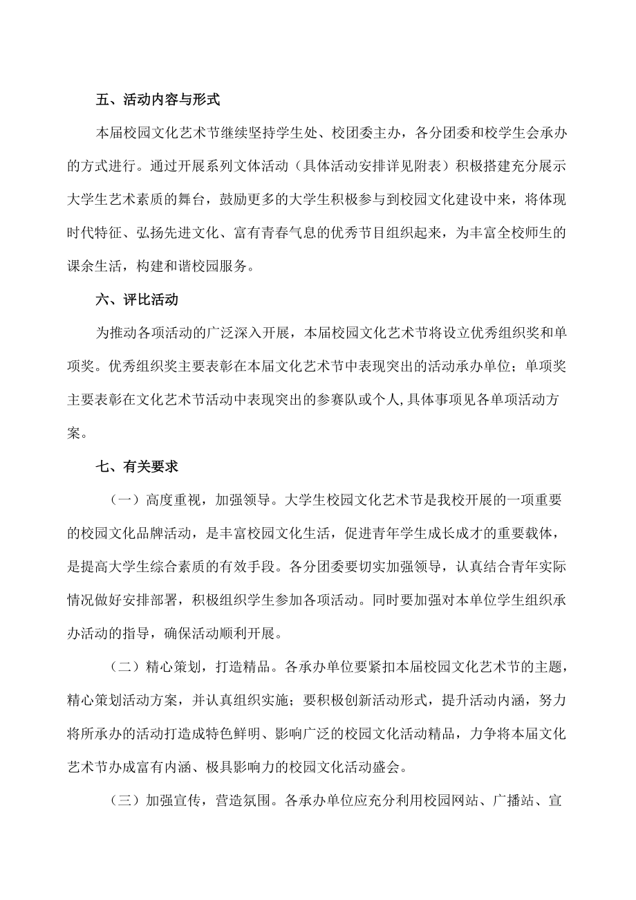 XX工业职业技术学院202X大学生校园文化艺术节实施方案.docx_第2页