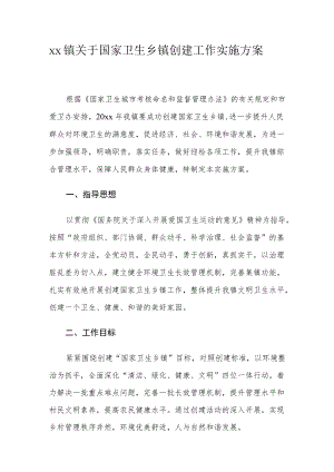 xx镇关于国家卫生乡镇创建工作实施方案.docx