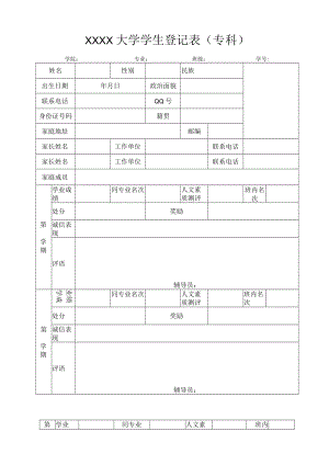 XXXX大学学生登记表（专科）.docx