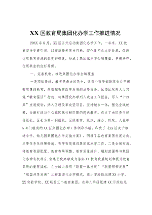 XX区教育局集团化办学工作推进情况.docx