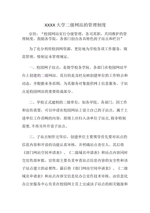 XXXX大学二级网站的管理制度.docx