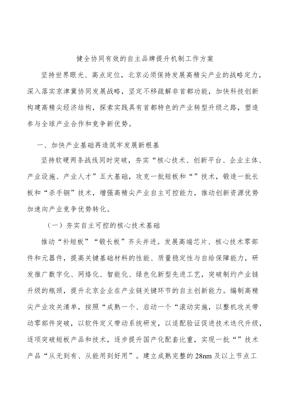 健全协同有效的自主品牌提升机制工作方案.docx_第1页