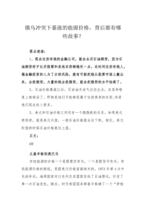 俄乌冲突下暴涨的能源价格背后都有哪些故事？.docx