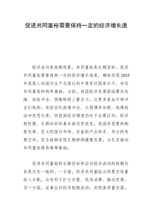 促进共同富裕需要保持一定的经济增长速度.docx