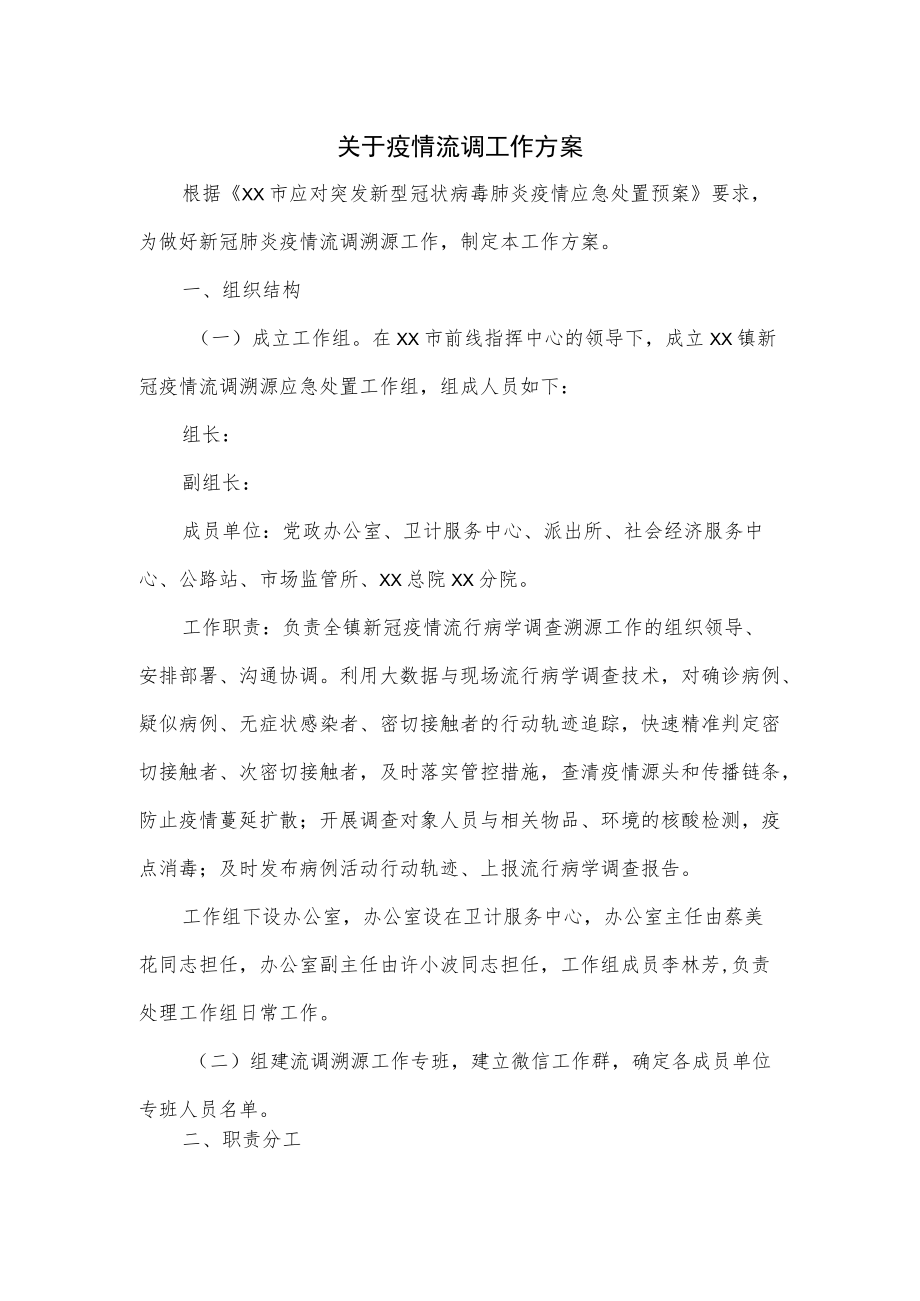 关于疫情流调工作方案.docx_第1页