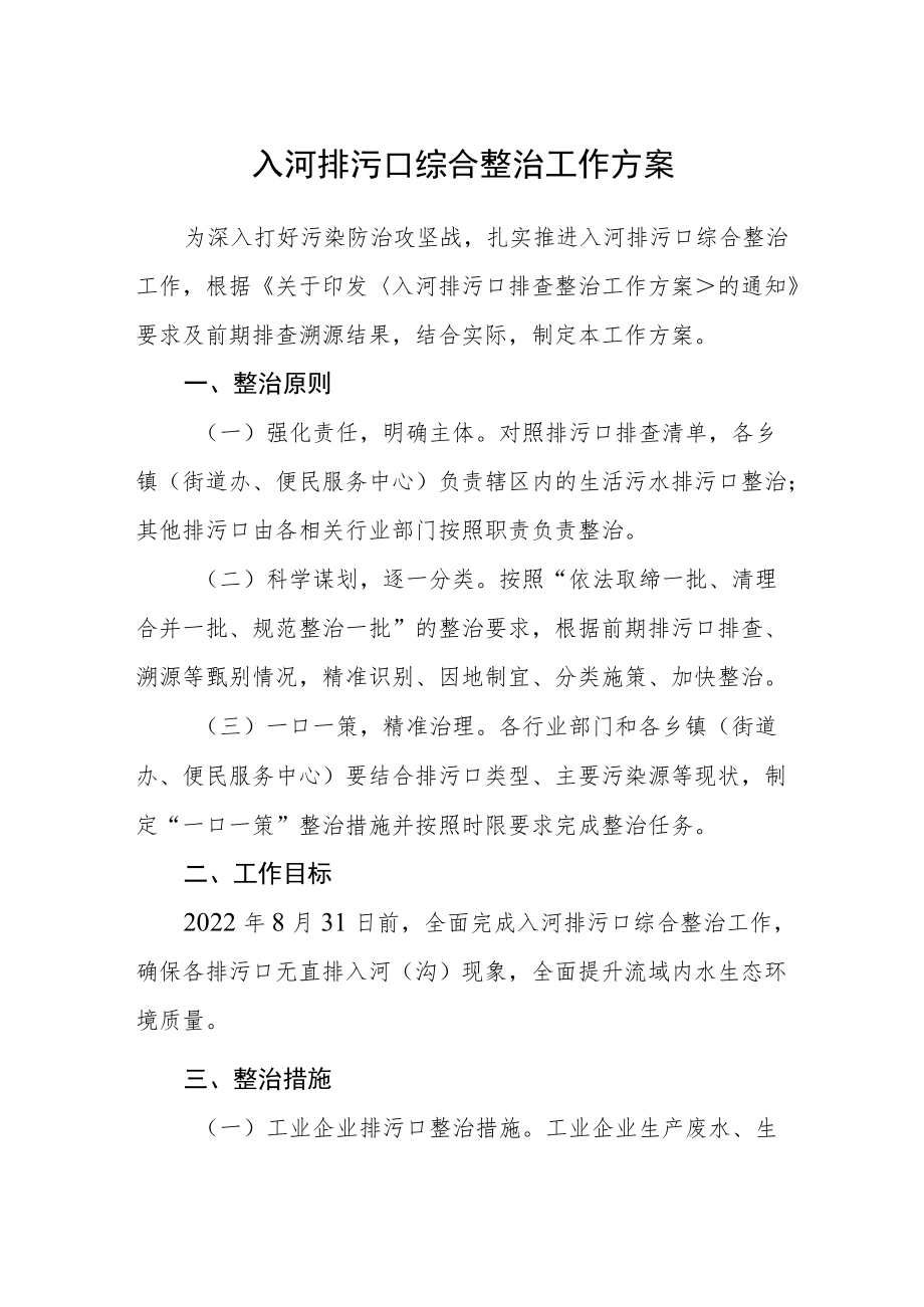 入河排污口综合整治工作方案.docx_第1页