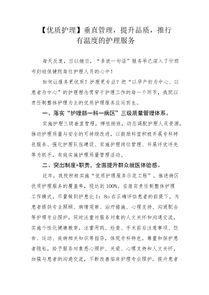 【优质护理】垂直管理提升品质推行有温度的护理服务.docx