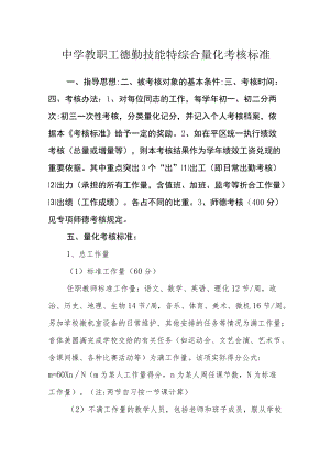 中学2021-2022学教职工德勤技能特综合量化考核标准.docx