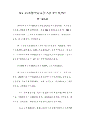 XX县政府投资信息化项目管理办法.docx