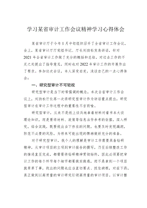 学习某省审计工作会议精神学习心得体会.docx