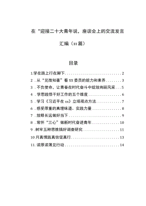 在“迎接二十大青说”座谈会上的交流发言汇编（11篇）.docx