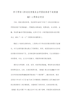 学习贯彻《养老托育服务业纾困扶持若干政策措施》心得体会发言.docx