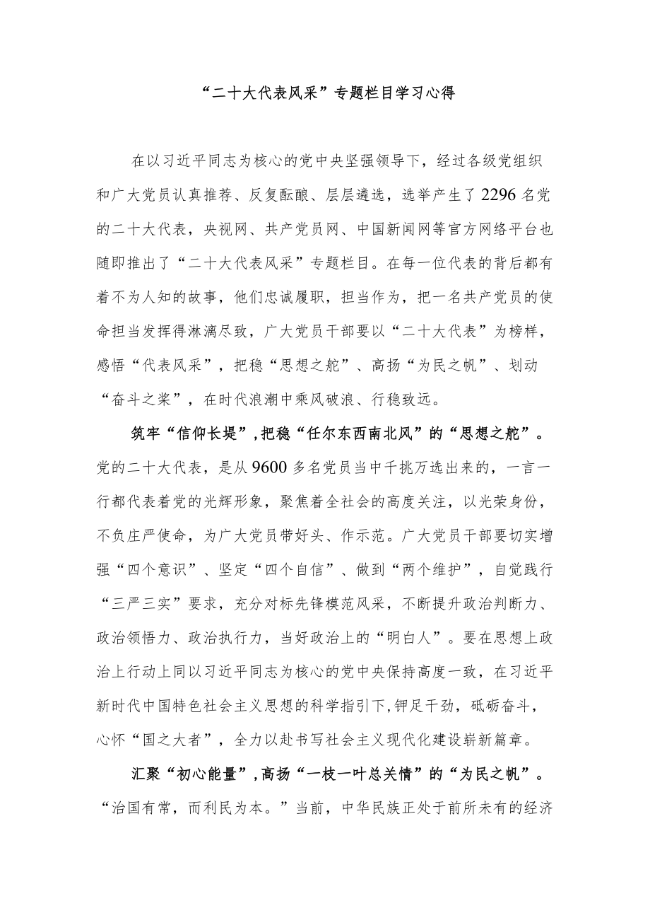 “二十大代表风采”专题栏目学习心得3篇.docx_第3页