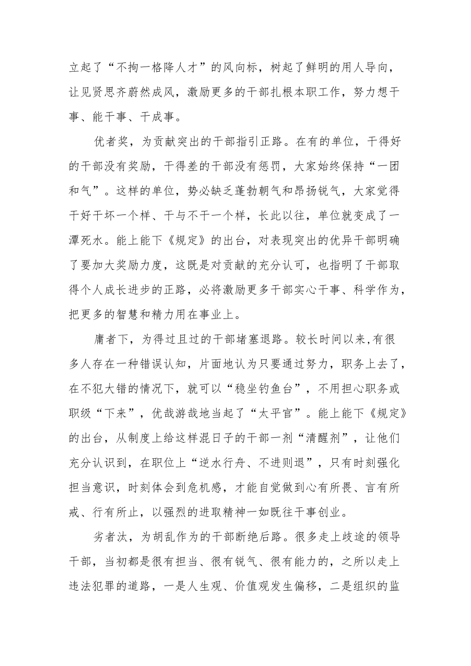 《推进领导干部能上能下规定》心得体会范文汇编.docx_第2页