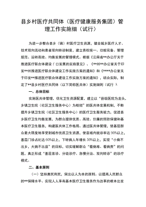 县乡村医疗共同体（医疗健康服务集团）管理工作实施细（试行）.docx