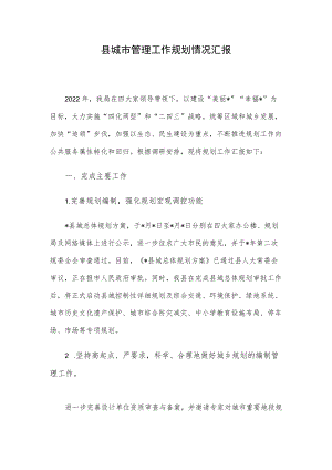 县城市管理工作规划情况汇报.docx