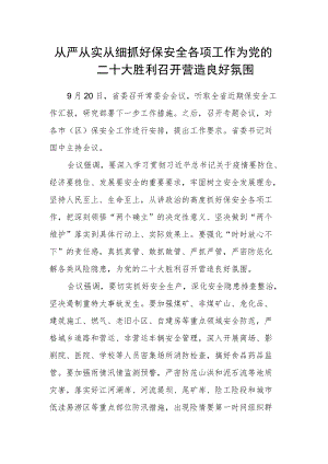 从严从实从细抓好保安全各项工作为党的二十大胜利召开营造良好氛围.docx