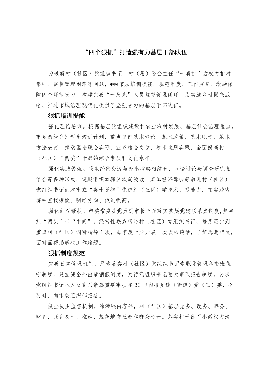 基层干部队伍建设经验交流材料.docx_第1页