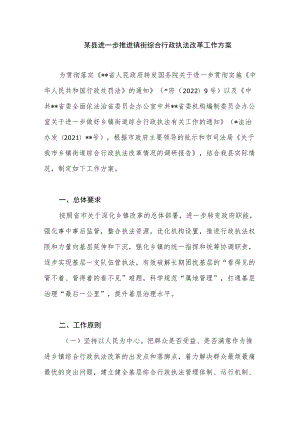 某县进一步推进镇街综合行政执法改革工作方案.docx