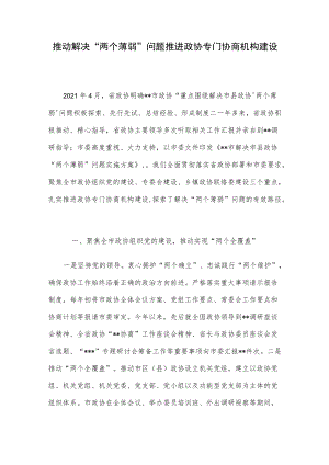 推动解决“两个薄弱”问题 推进政协专门协商机构建设.docx