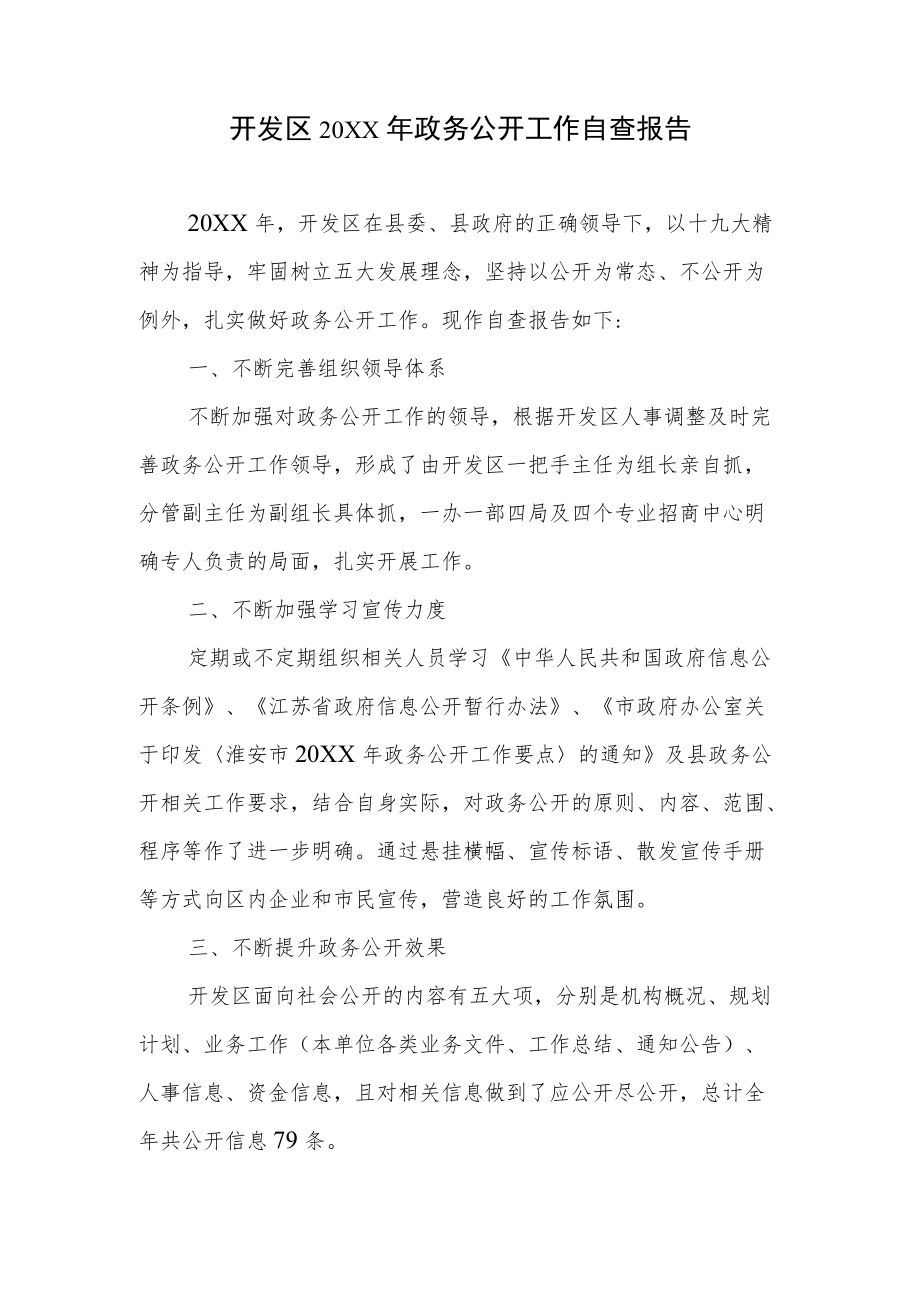 开发区政务公开工作自查报告.docx_第1页