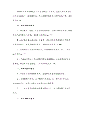 某党支部专题组织生活会相互提意见集锦.docx