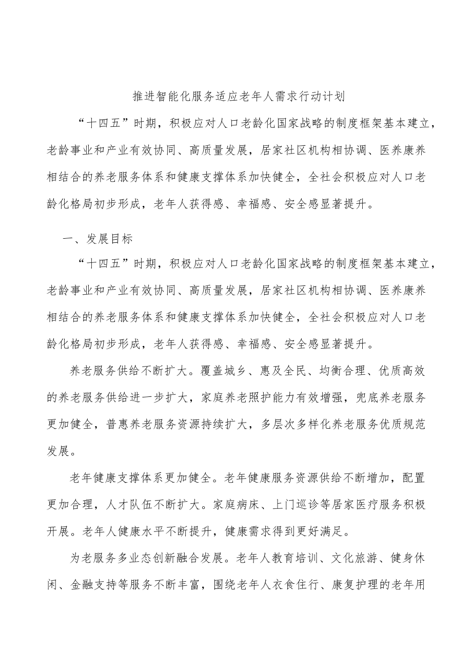 推进智能化服务适应老人需求行动计划.docx_第1页