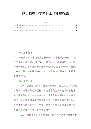 区、县中小学体育工作年度报告.docx