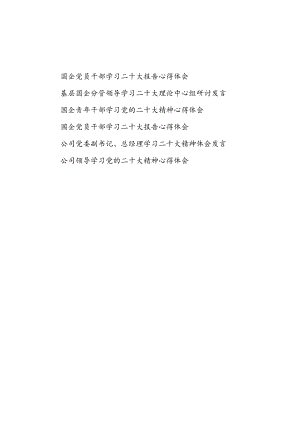 国企公司党员领导干部青年学习贯彻二十大精神心得体会研讨发言6篇.docx