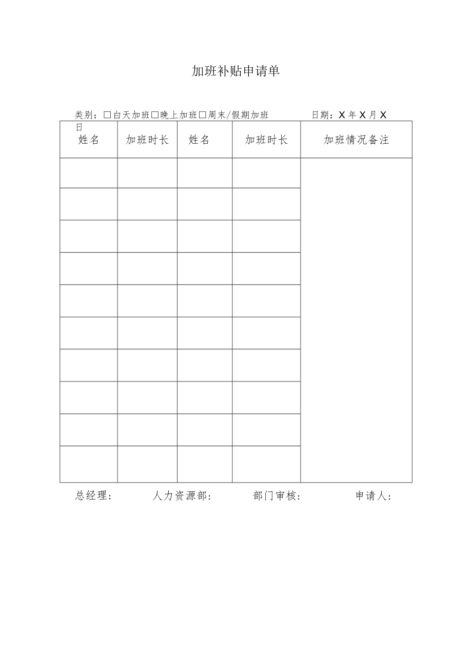 加班补贴申请单.docx_第1页