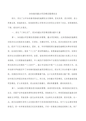 加快推进重点项目建设强调发言.docx