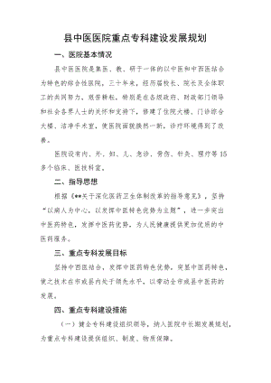 县中医医院重点专科建设发展规划.docx