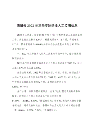 四川省2022年三季度制造业人工监测信息.docx