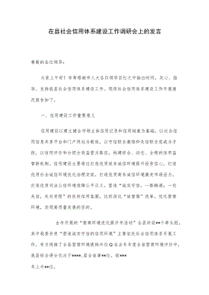 在县社会信用体系建设工作调研会上的发言.docx