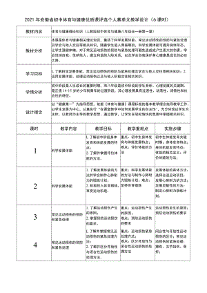 初中体育与健康 优质课 单元教学设计.docx