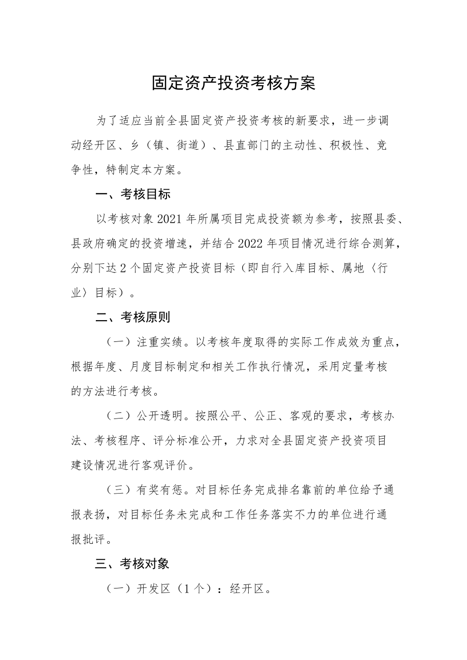 固定资产投资考核方案.docx_第1页