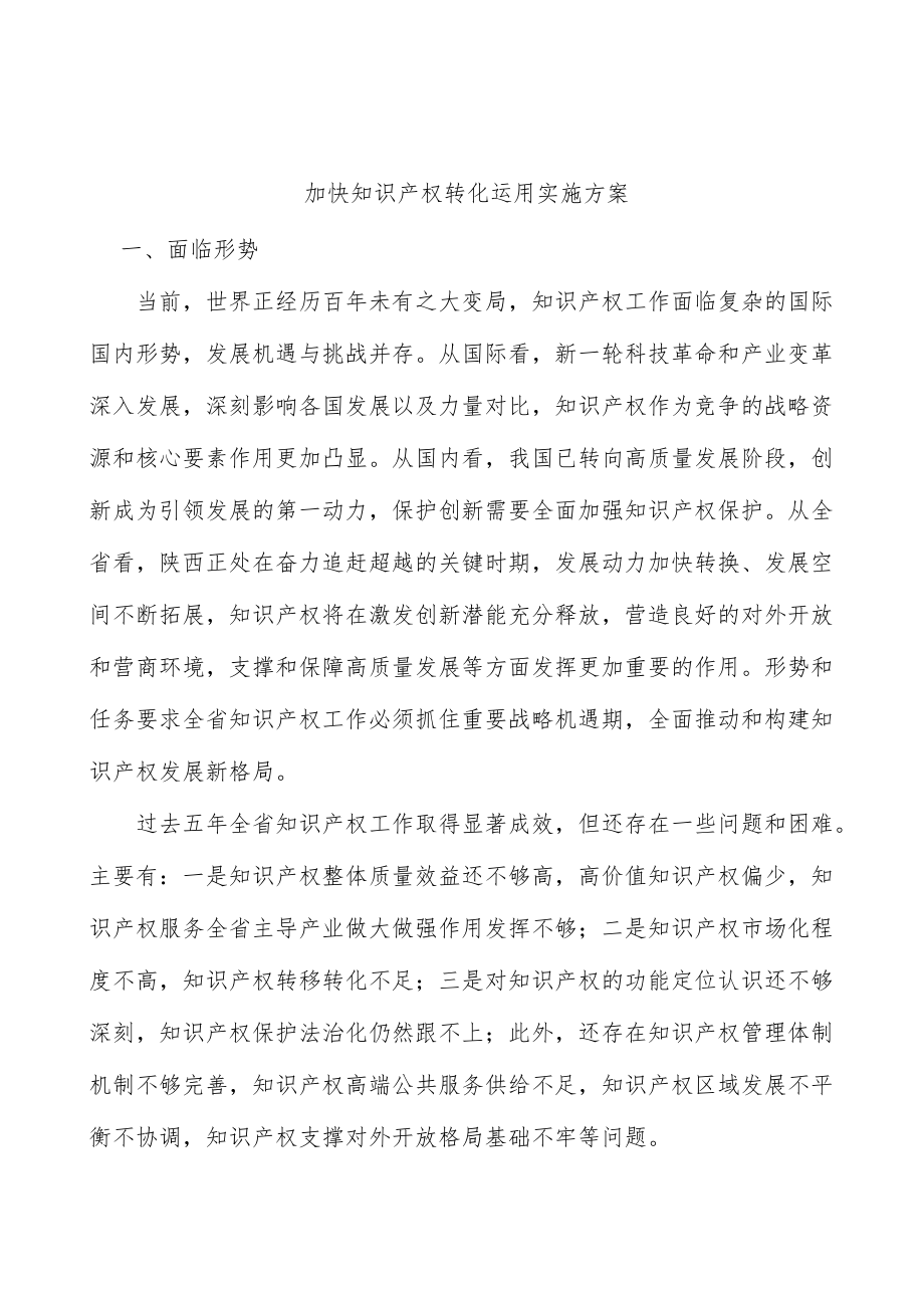 加快知识产权转化运用实施方案.docx_第1页