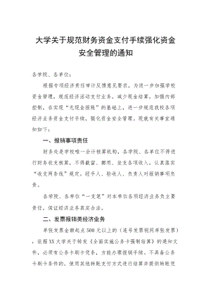 大学关于规范财务资金支付手续强化资金安全管理的通知.docx