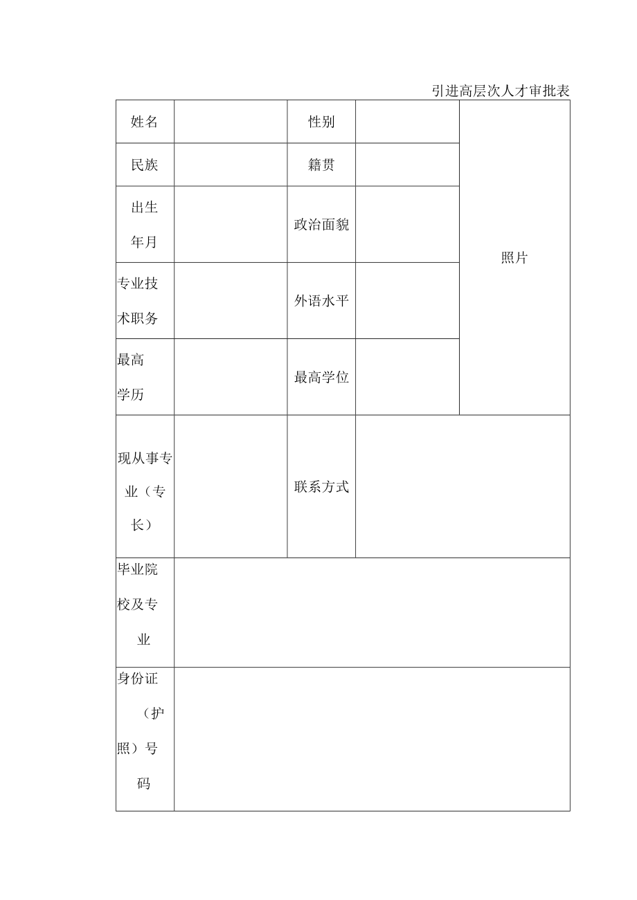 引进高层次人才审批表.docx_第1页