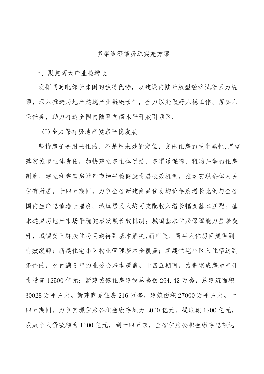 多渠道筹集房源实施方案.docx_第1页