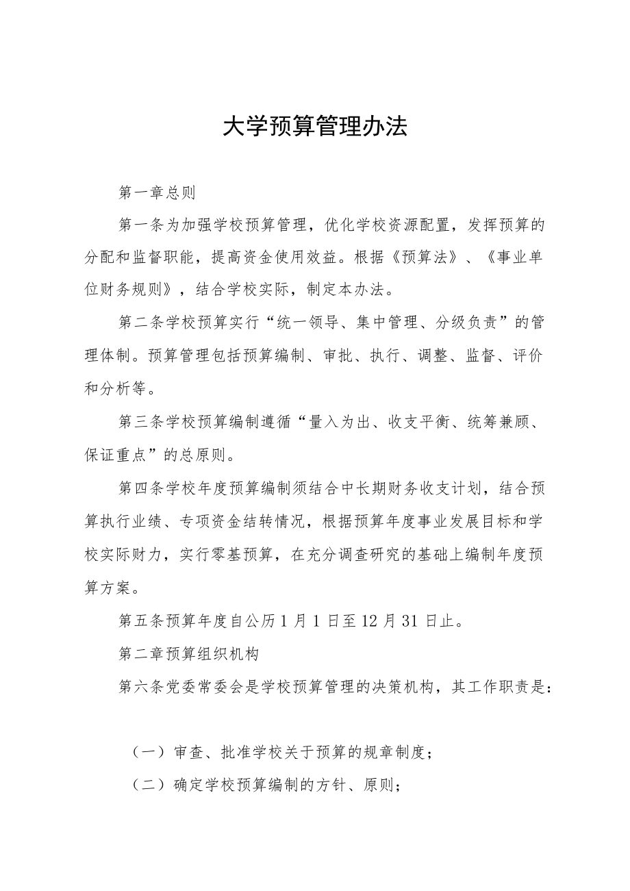 大学预算管理办法.docx_第1页