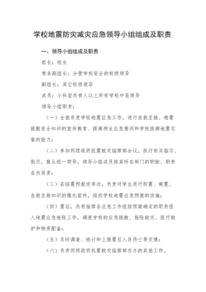 学校地震防灾减灾应急领导小组组成及职责.docx