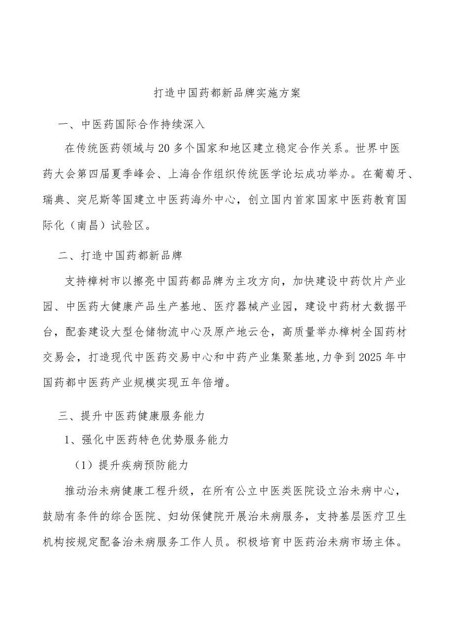 打造中国药都新品牌实施方案.docx_第1页