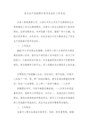 安全生产技能提升党员突击队工作总结.docx