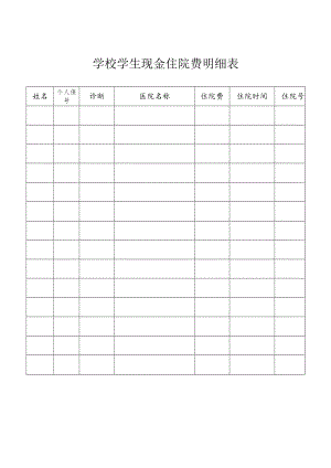 学校学生现金住院费明细表.docx