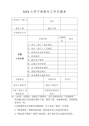 大学干部离任工作交接表.docx