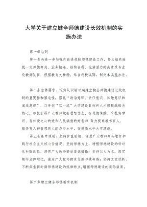 大学关于建立健全师德建设长效机制的实施办法.docx