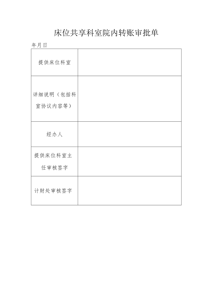 床位共享科室院内转账审批单.docx_第1页