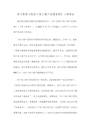 学习贯彻《促进个体工商户发展条例》心得体会.docx