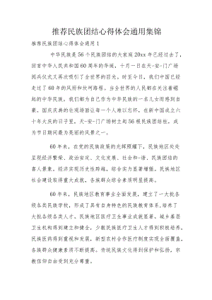 推荐民族团结心得体会通用集锦.docx